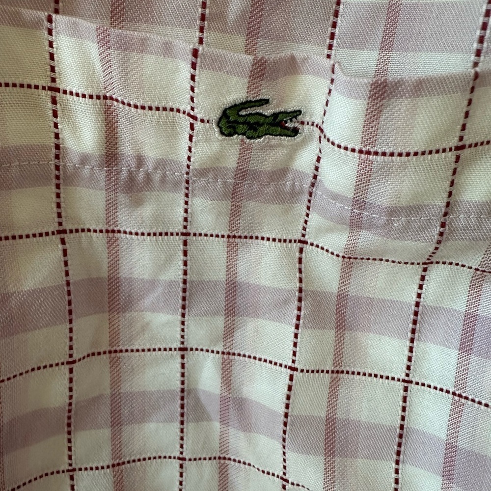 Lacoste pink purple plaid vintage button down shirt size 39 medium - Picture 2 of 10